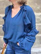 Charger l&#39;image dans la galerie, Blouse froufrou Bleu
