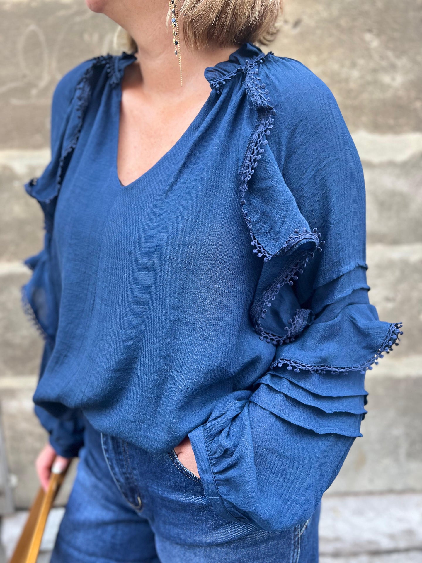Blouse froufrou Bleu